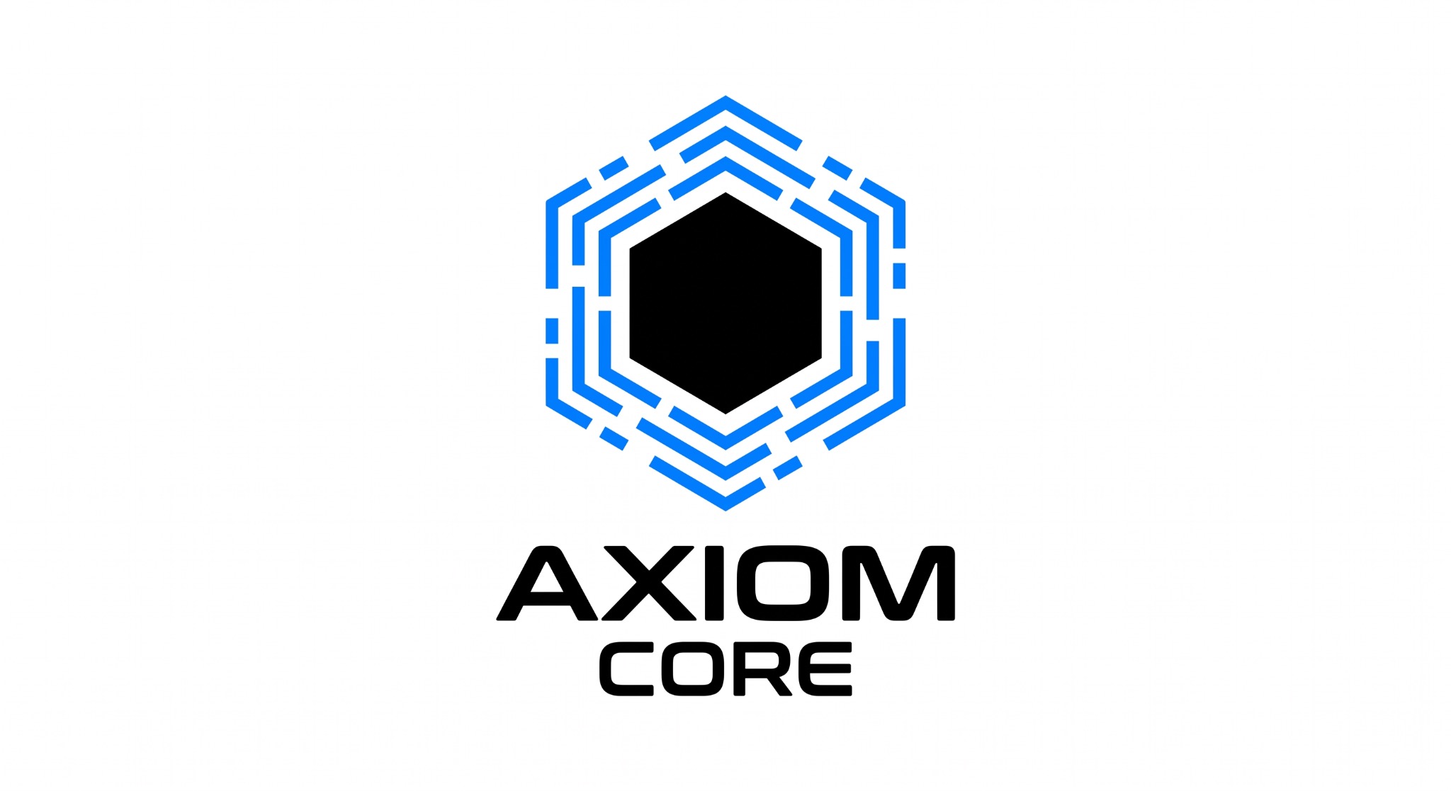 Axiom Core — official blue fragmented hexagon and black core logo